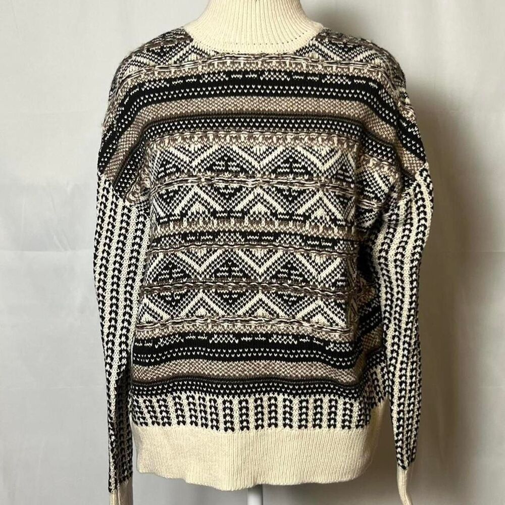 NWT Loft Outlet Fair Isle Mock Neck Sweater‎ size Medium cabincore cozy academia